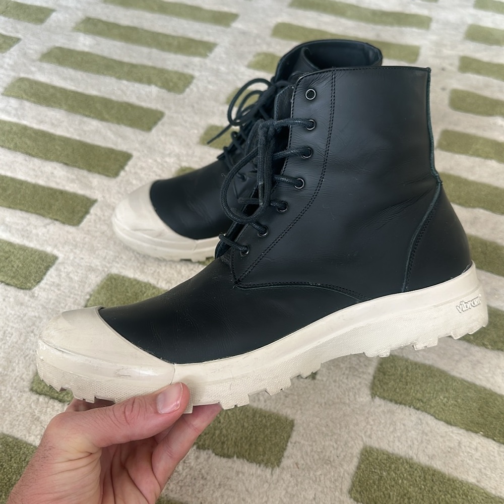 Vibram Black Leather Men's Boots